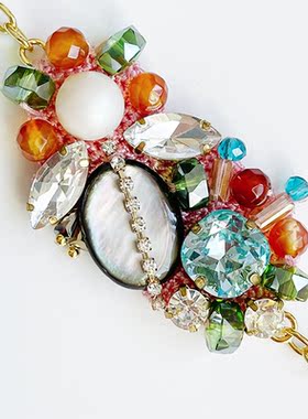 小夜曲工坊 Lyle榴花 秋色浓玉石镶嵌装饰手链项链 （送延长链）