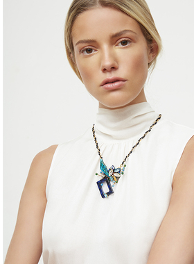 nocturne两用玉石森林蓝胸针项链