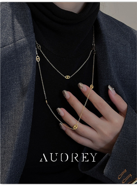 AUDREY姐姐超长款钛钢轻奢毛衣链