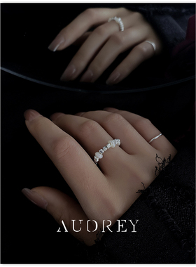 个性冷淡风碎银珍珠戒指女可调节