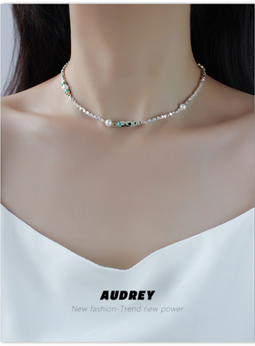 AUDREY姐姐天然石民族复古锁骨链
