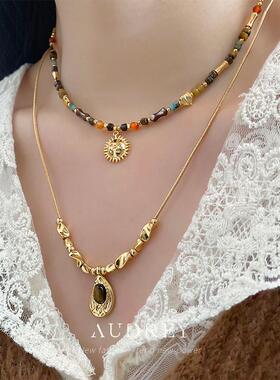 马德里假日虎眼石手工串珠项链