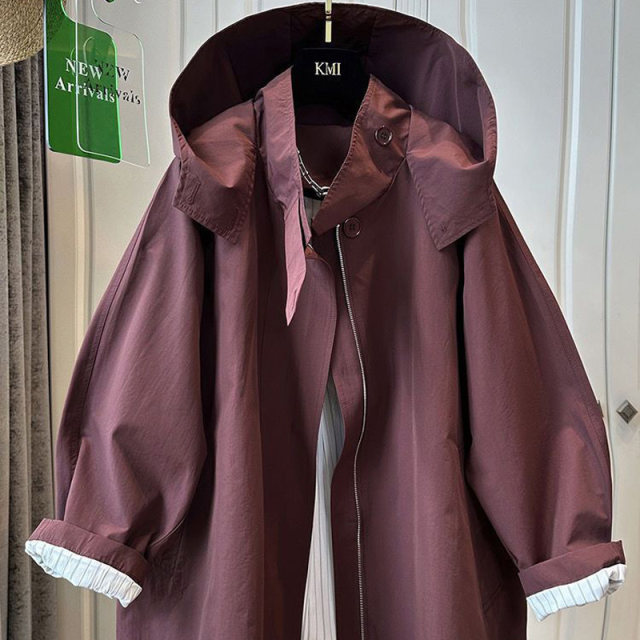 Regular hooded mid-length high-end solid color