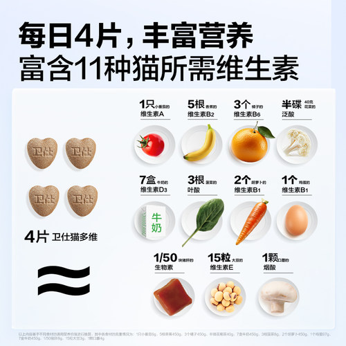 卫仕猫多维片猫咪用复合维生素b猫猫卵磷脂鱼油营养膏美掉毛卫士 - 图0