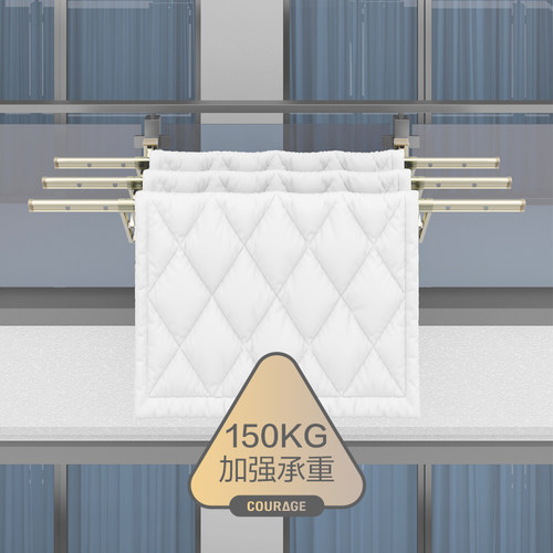 【线下同款】政府补贴阳台伸缩晾衣架户外推拉窗外折叠晾衣杆室外 - 图1