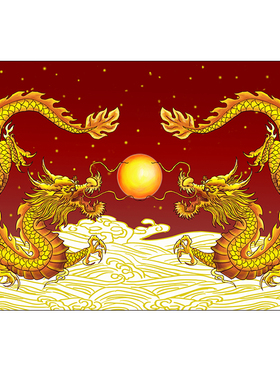 金色龙挂画双龙戏珠龙画生肖龙图金龙客厅装饰自粘画办公室墙壁画