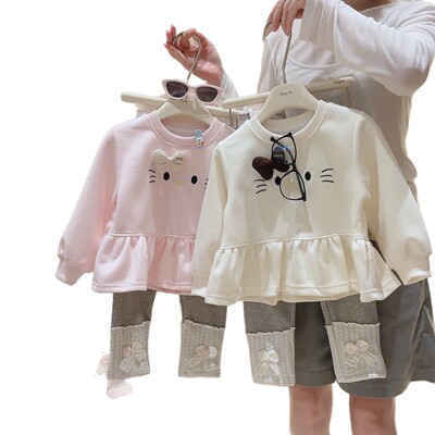 女童套装春秋2026新款洋气女孩宝宝休闲秋装儿童卫衣阔腿裤两件套