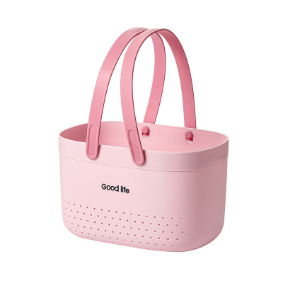 洗澡篮硅胶手提式洗漱筐浴室塑料洗漱收纳筐沥水浴筐洗浴置物篮