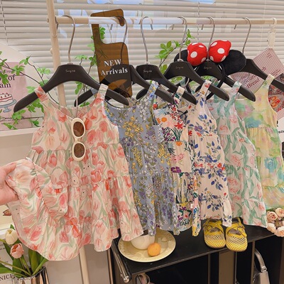 女童连衣裙2026夏季女孩薄款吊带裙儿童时尚小裙子中小童裙摆