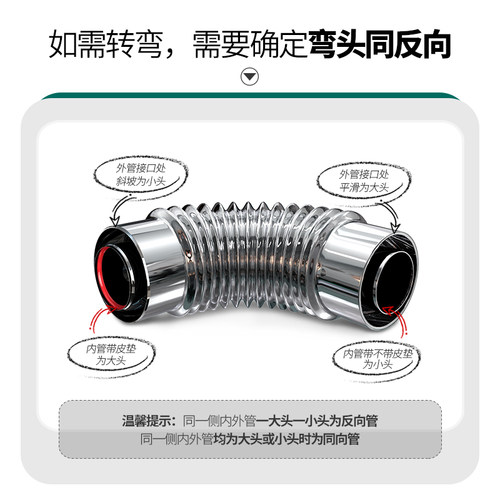 壁挂炉排烟管排气管90*60烟筒双层软管加长节弯头120*80不锈钢烟 - 图1