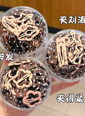咖色波点夹子发夹儿童女侧边刘海