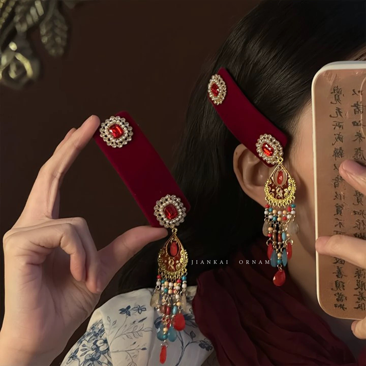 新中式民族风红色流苏发夹女中国风新年头饰2026新款汉服头饰发卡,淘宝优惠券,粉丝福利购,淘宝优惠卷