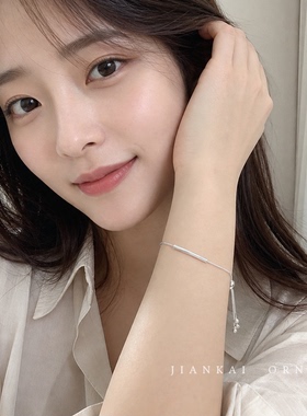 韩系银色素圈拼接手链女2026新款