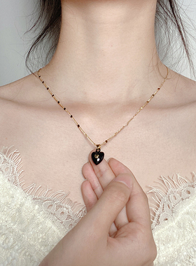 卿沐铜同镀真金锁骨链女珐琅