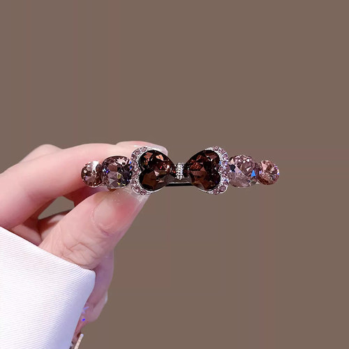 高级感半扎发一字横夹顶夹发卡子高档轻奢水晶蝴蝶结发夹女弹簧夹 - 图0