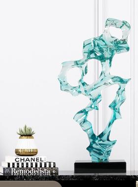 抽象艺术假山雕塑酒店会所售楼处现代透明树脂装饰品客厅玄关摆件