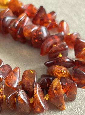 欧洲Vintage古董天然琥珀蜜蜡花珀随形项链