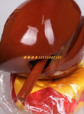 木鱼实木法器敲打击乐器家用佛堂寺院用老式佛门解压木鱼