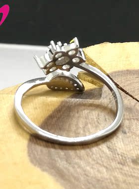 925银戒指空托3*3mm五叶花戒指托搭配翡翠松石圆形彩宝石七夕礼物