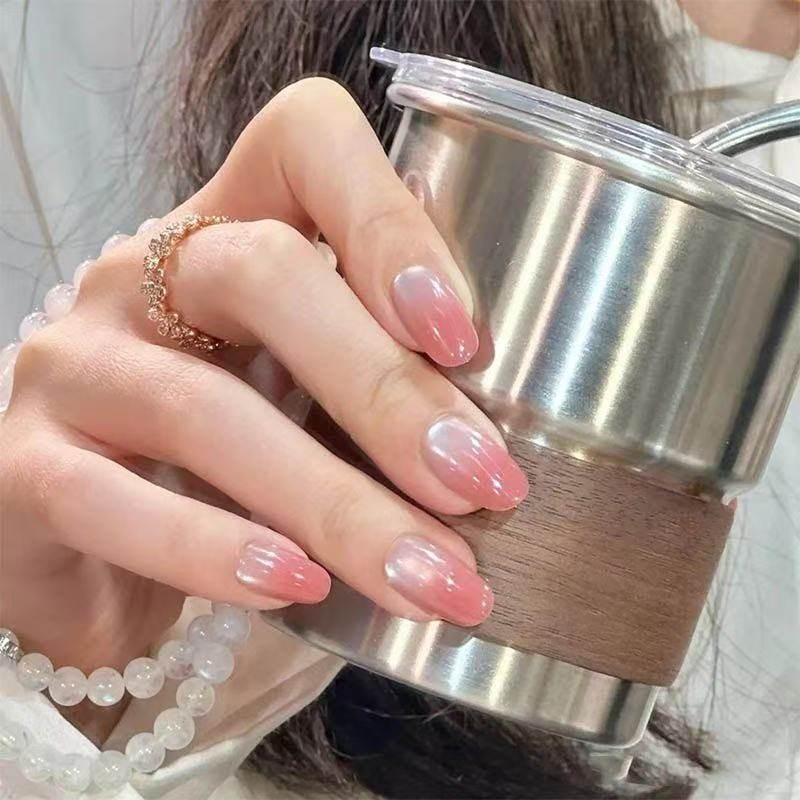 白桃豆沙渐变穿戴甲蜜桃裸纯欲简约水蜜桃显白ins高级美甲可拆卸,淘宝优惠券,粉丝福利购,淘宝优惠卷