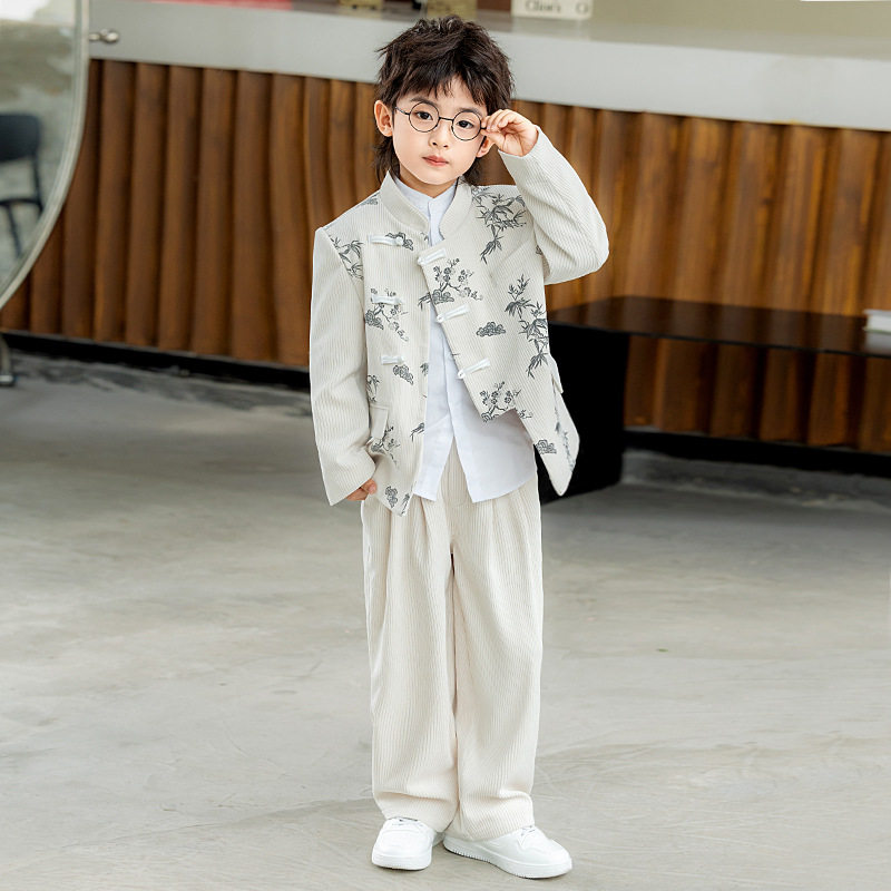 男童汉服秋冬新款儿童中山装古风演出服新中式中国风唐装走秀西服,淘宝优惠券,粉丝福利购,淘宝优惠卷