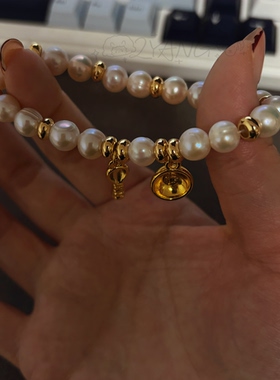 原创设计金饭碗天然淡水珍珠好运女手链新年限定款轻奢小众礼物