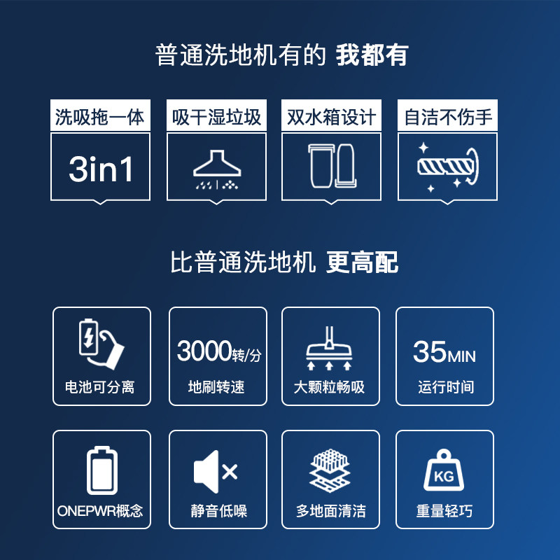 胡佛无线家用洗地机全自动手持吸尘拖地一体地毯清洁机扫地机器人