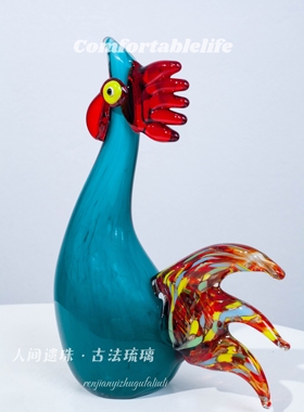 人间遗珠【青契】动物鸡琉璃摆件抽象派艺术酒柜餐边柜摆件送朋友