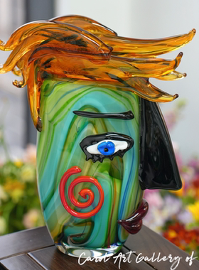 卡罗尔穆拉诺人脸复古琉璃花瓶