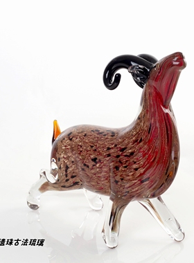 吉祥红色羊生肖琉璃客厅摆件