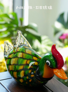 人间遗珠背头鸭琉璃摆件