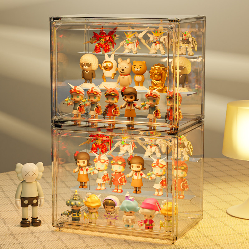 盲盒收纳展示架泡泡玛特亚克力盒模型手办框积木娃娃透明盒子柜墙_虎窝淘