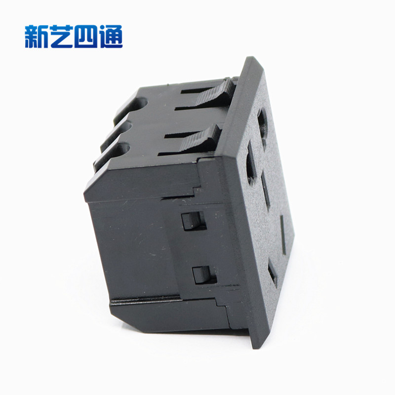 新艺四通国标二三电源插座10A 卡式嵌入式小五孔带保护门面板插座 - 图0