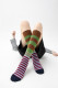 Striped Contrast Color Retro Calf Socks Knee High Pile Socks