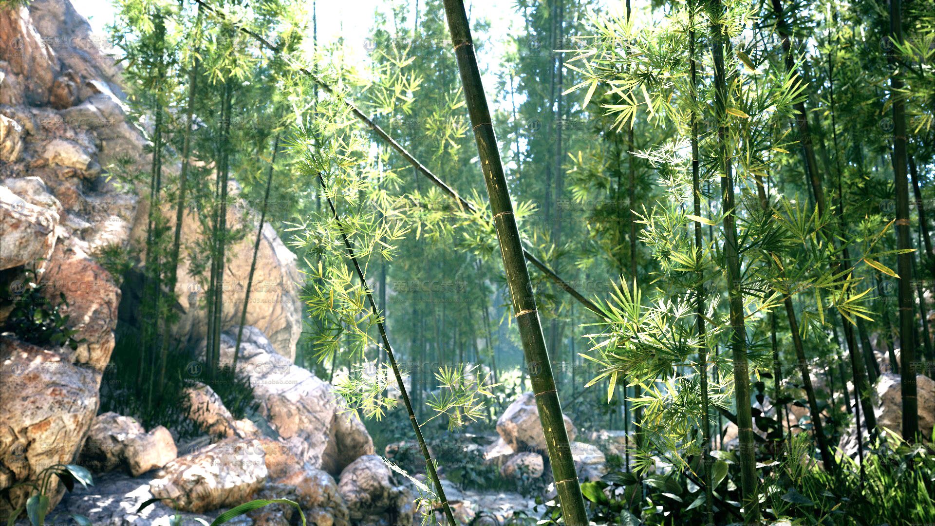 UE4虚幻中式国风东方竹林山水石块自然景观场景环境Bamboo Valley - 图1