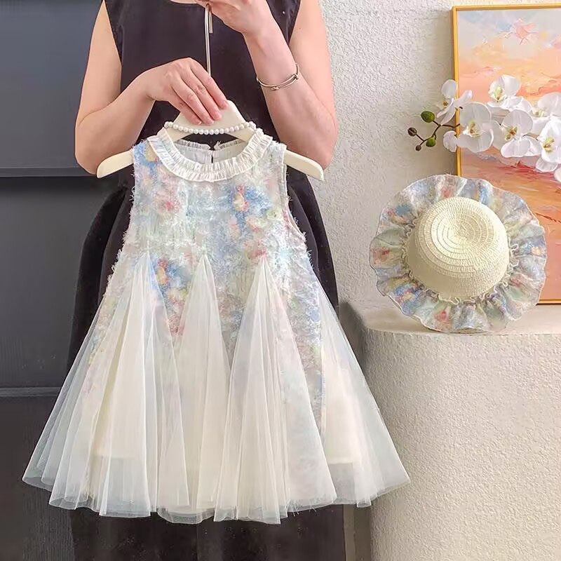 女童连衣裙夏季2025新款儿童韩版洋气无袖网纱裙公主裙潮背心裙子,淘宝优惠券,粉丝福利购,淘宝优惠卷