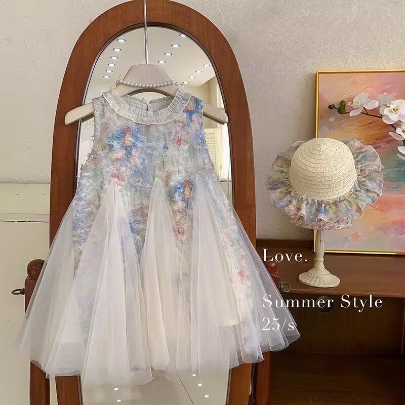 女童连衣裙夏季2025新款儿童韩版洋气无袖网纱裙公主裙潮背心裙子,淘宝优惠券,粉丝福利购,淘宝优惠卷