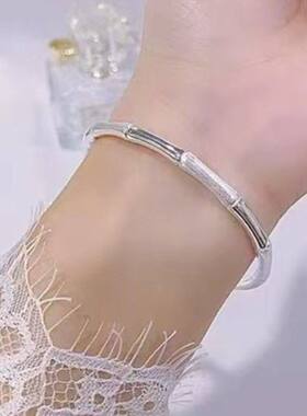 S纯银手镯女实心推拉足子