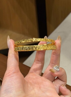 金包银碎冰冰手镯爆闪实心素圈