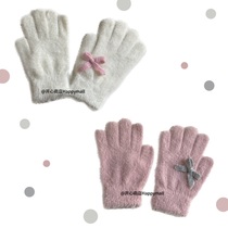 Happy store Happymall original * little snowman * autumn winter warm imitation rabbit fur gloves detachable bow tie