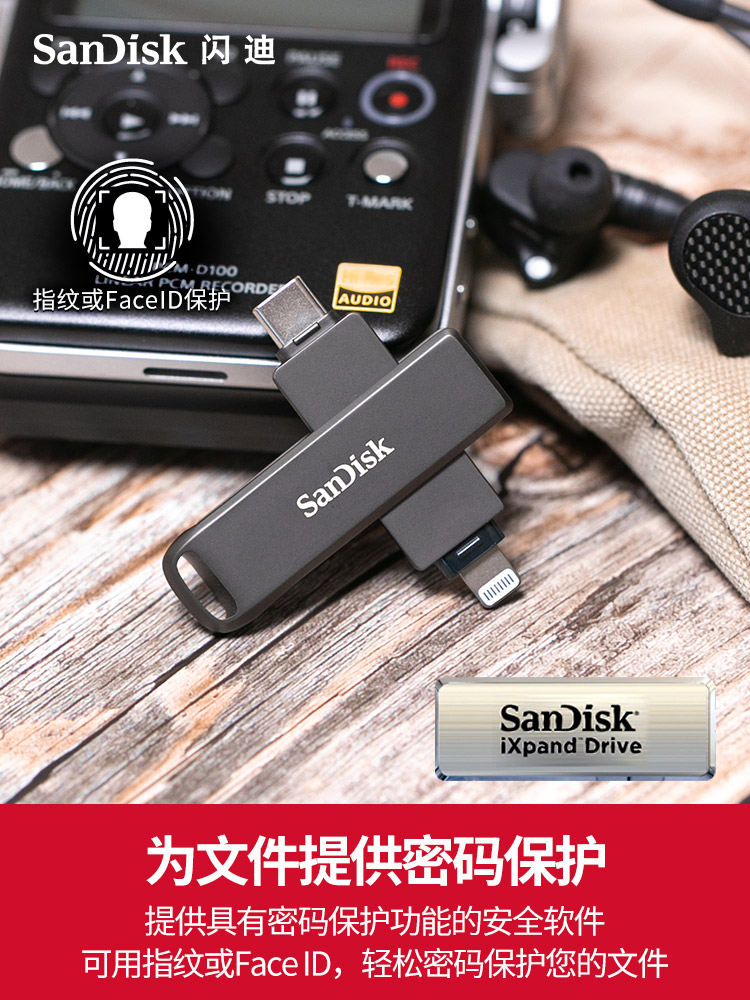 sandisk闪迪苹果手机U盘256G高速3.0双接口iPhone安卓手机两用U盘-图1