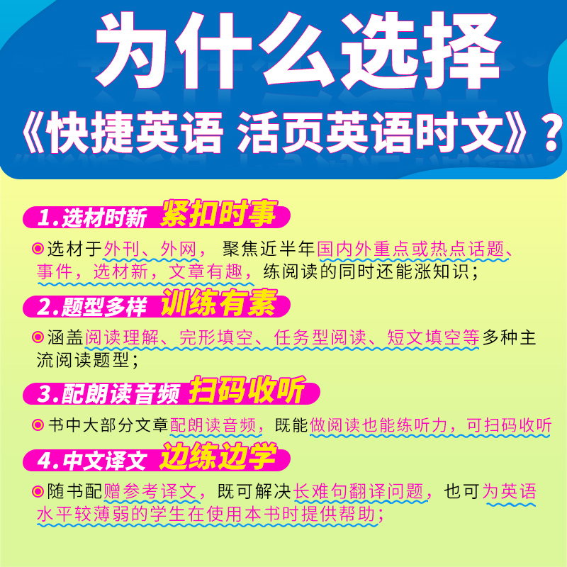 2024版活页快捷英语时文阅读英语七八九年级25 24期23期22期上下册初中英语完形填空与阅读理解组合训练初一初二初三中考热点题型 - 图2