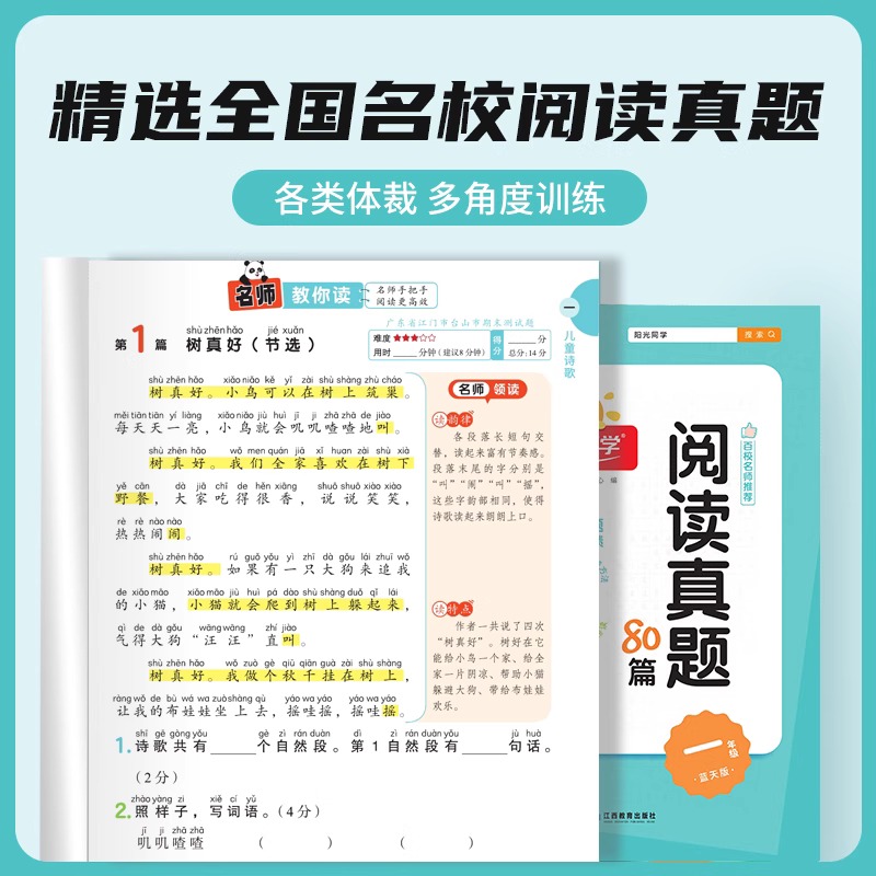2026阳光同学阅读真题80篇彩虹版蓝天版上册下册一1年级2二3四4三5五6六语文英语人教版部编阅读理解专项训练书同步练习册阶梯阅读
