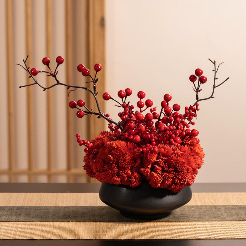 高端轻奢现代室内摆件装饰品酒店饭店圆桌转盘中间摆件花卉仿真花,淘宝优惠券,粉丝福利购,淘宝优惠卷