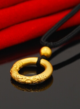 越南沙金项链女仿黄金色同心圆吊坠女久不掉色送妈妈礼物镀金首饰