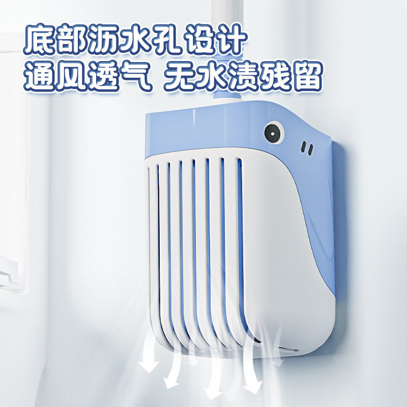 Suction cup wall-mounted press-discharge toilet brush with no dead ends