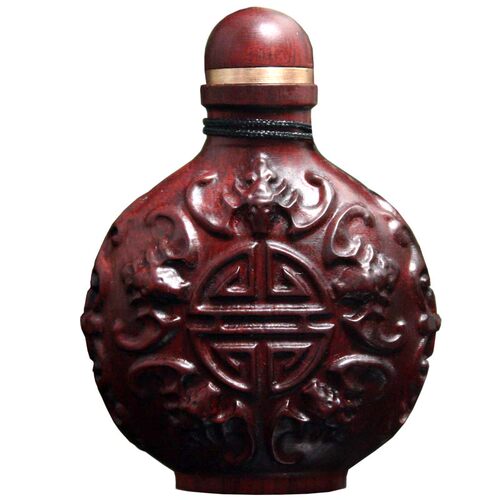 祥令德红木紫檀福禄蝙蝠鼻烟壶吉祥信物把件中国风男礼物纯手工 - 图3
