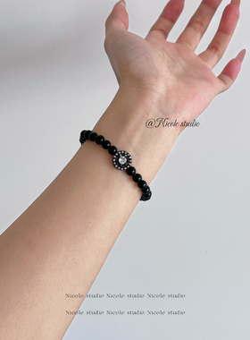 恋与深空男主通用同款手链高级感黑曜石手串s925银周边衍生饰