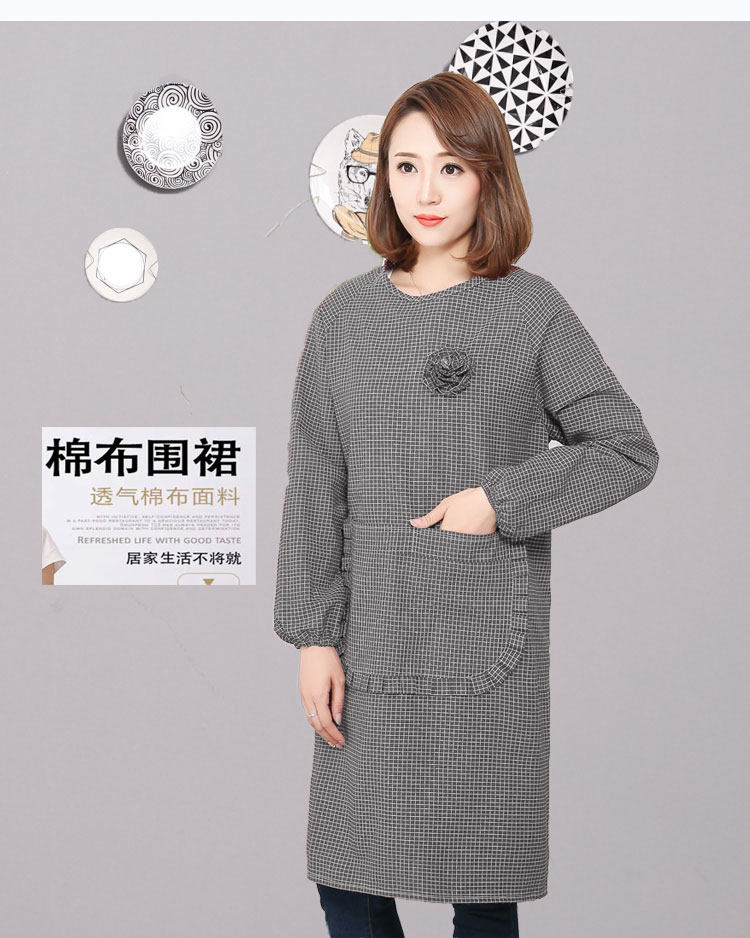 新款双层纯棉长袖围裙家务清洁防污反穿罩衣时尚女士围裙耐脏韩版,淘宝优惠券,粉丝福利购,淘宝优惠卷