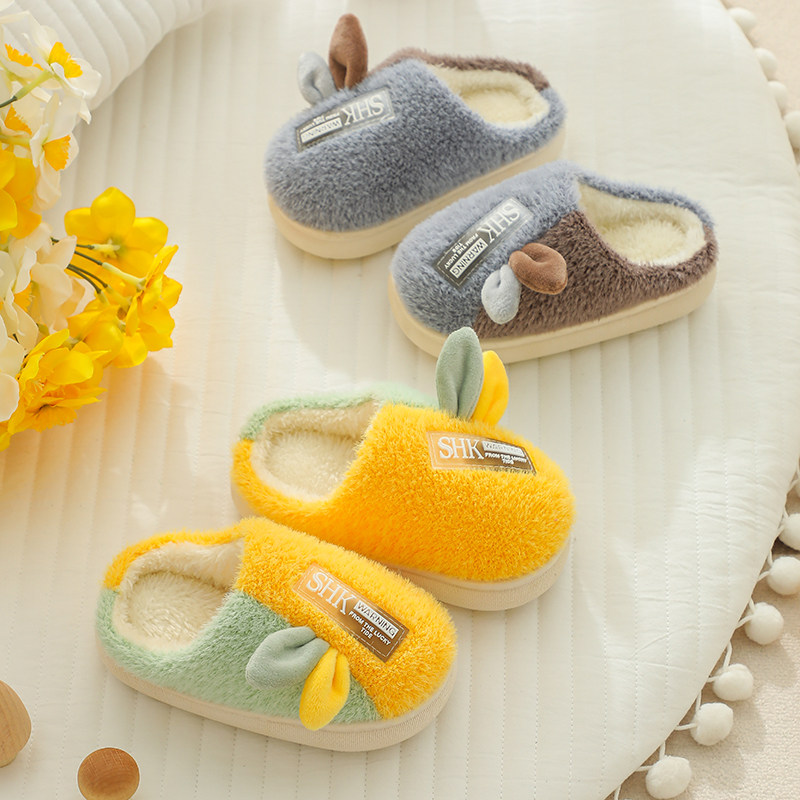 儿童棉拖鞋秋冬季女童亲子鞋室内加绒防滑可爱中大童小孩毛拖鞋男,淘宝优惠券,粉丝福利购,淘宝优惠卷